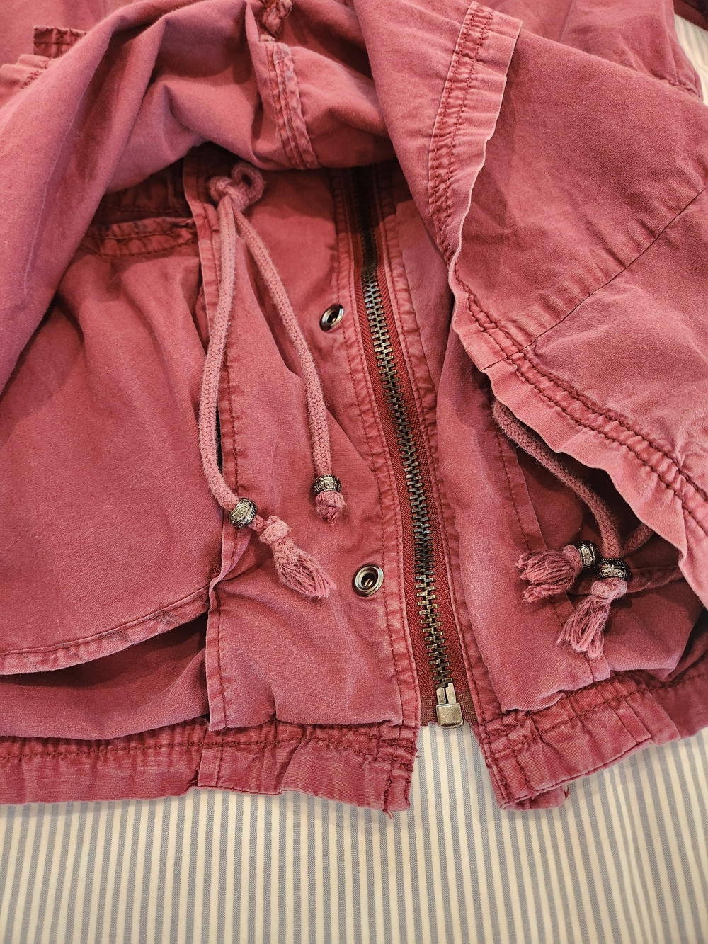 Marrakech Nola Cotton Maroon Utility Jacket with Interior Waist Drawcord - Picture 7 of 10